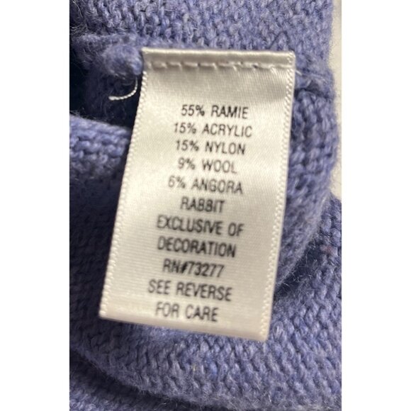 Croft & Barrow Women Snowman Cardigan Sweater L purple Winter Knit angora blend - Picture 5 of 13